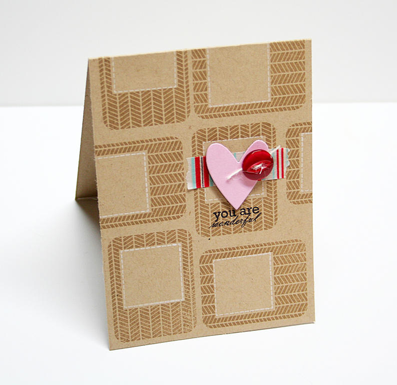 STAMPS: Framed Out #12<br />
INK: Classic Kraft, Fresh Snow, True Black<br />
PAPER: Classic...