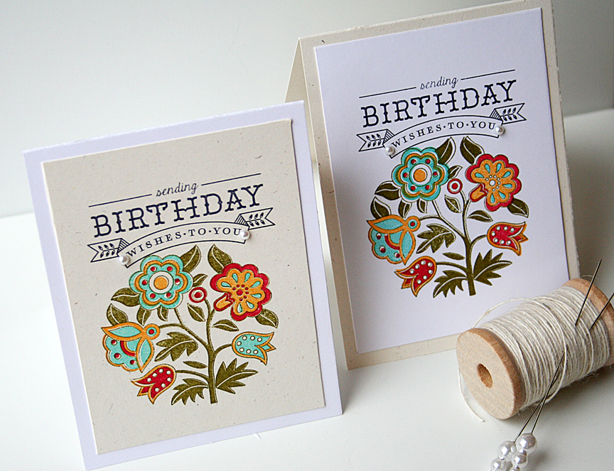 STAMPS: Fancy Folk Art<br />
INK: True Black, Pure Poppy, Summer Sunrise, Aqua Mist, Ripe...