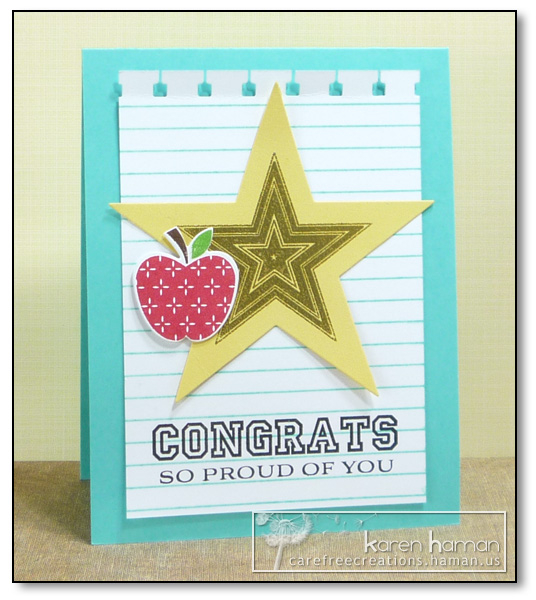 Supplies<br />
Stamps: Super Stars, Fruit Fusion: Apple, Congrats All Ways (PTI); Lined Paper...
