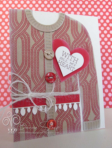 With All My heart sentiment and Knit Bits sweater