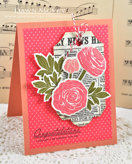 Paper: rustic cream, melon berry, berry sorbet pattern pack<br />
Stamps: Cutting Garden,...