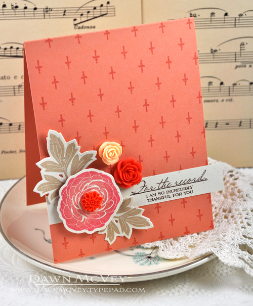 Paper: rustic cream, melon berry<br />
Stamps: Cutting Garden, Fanciful Finials<br />
Ink:...