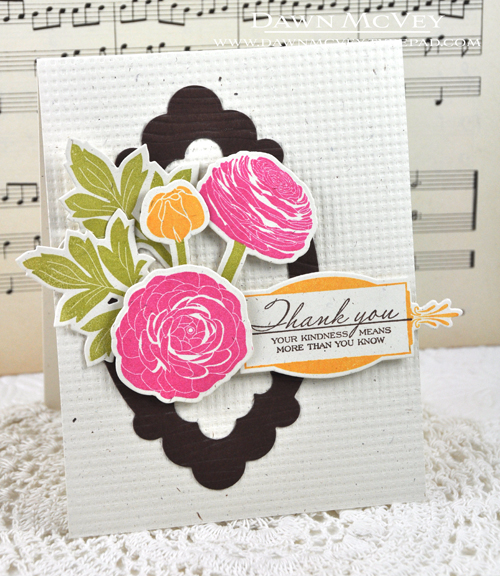 Paper: rustic cream, dark chocolate<br />
Stamps: Cutting Garden, Boutique Borders: Mother<br...