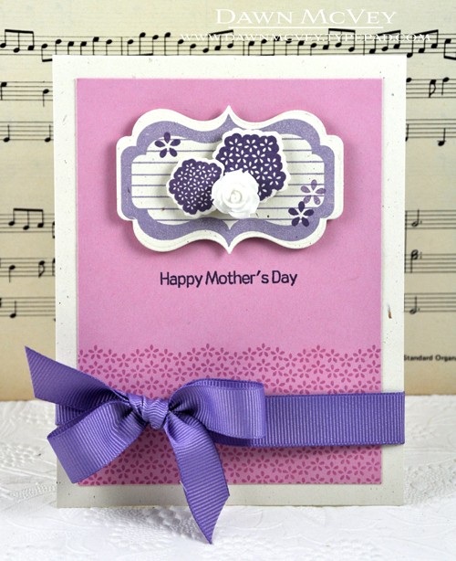 Paper: rustic cream, lavender moon<br />
Stamps: My Mother, My Friend<br />
Ink: lavender...