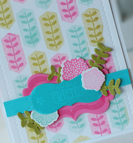 stamps: my mother, my friend<br />
ink:  aqua mist, simply chartreuse, hibiscus burst, hawaiian...