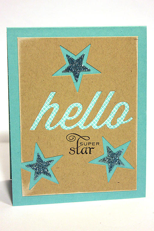 size: 4 1/4&quot; x 5 1/2&quot; <br />
<br />
stamps: Wonderful Words: Hello, Star Prints<br...