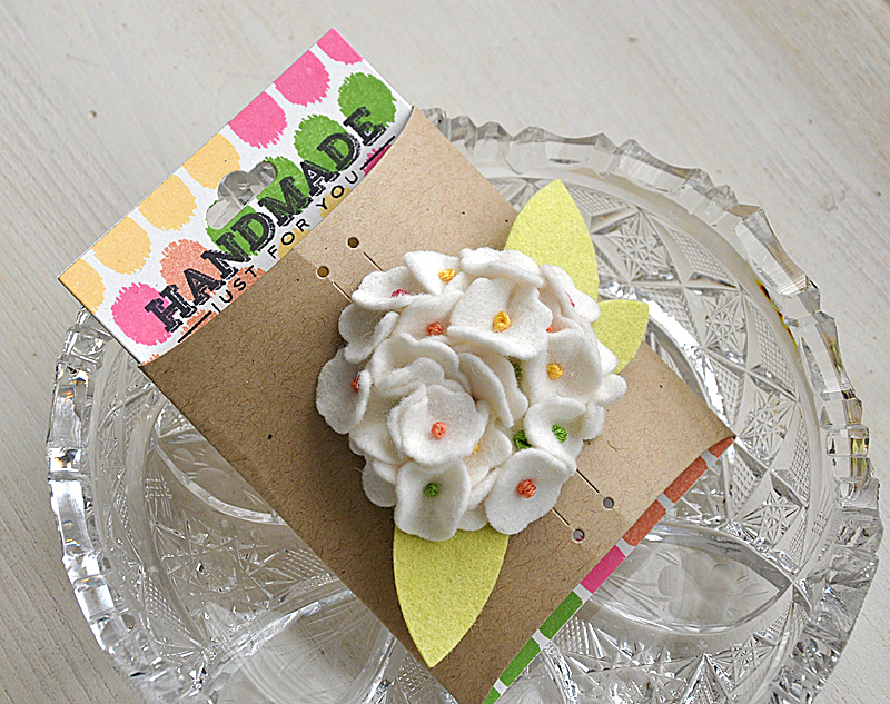 Hydrangea Brooch and Packaging