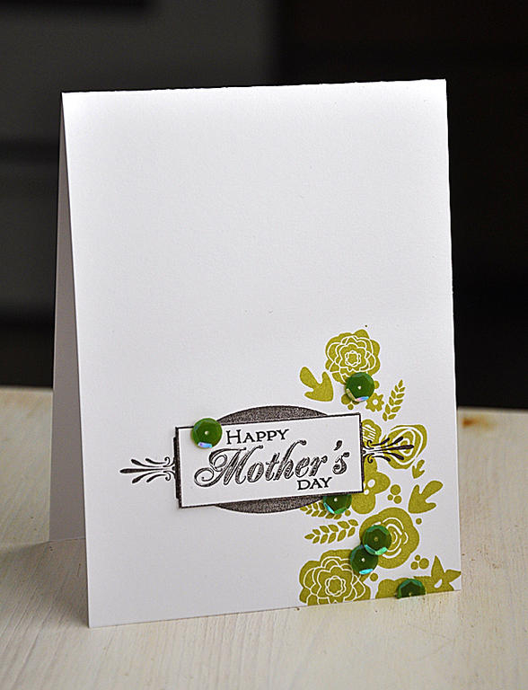 Stamps: Mini Blooms &amp; Boutique Borders: Mother<br />
Ink: Simply Chartreuse &amp; Smokey...