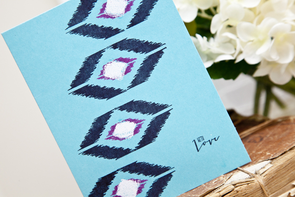 Supplies<br />
<br />
Stamps: Irresistibly Ikat<br />
Ink: Versamark, True Black, Raspberry...