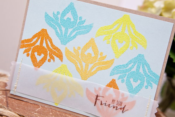 Supplies<br />
<br />
Stamps: Irresistibly Ikat<br />
Ink: Versamark, Dark Chocolate<br />...