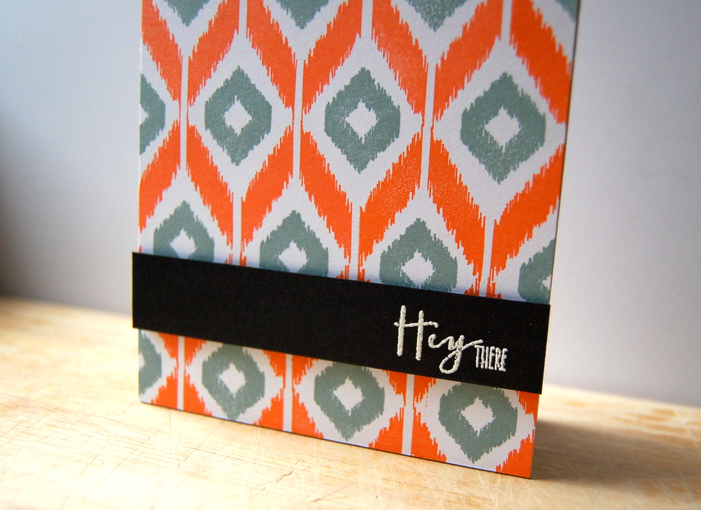 Cardstock: white, black<br />
Stamps: Irresistably Ikat<br />
Ink: orange zest, ocean tides,...