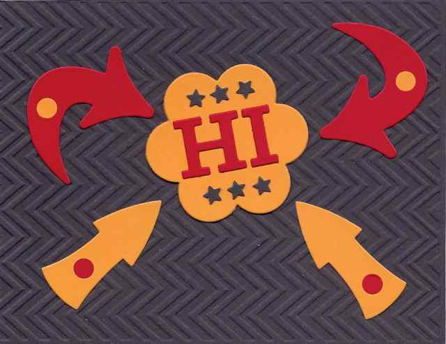 PTI dies: get to the point (arrows), friendly flower (center shape), and block alphabet - upper...