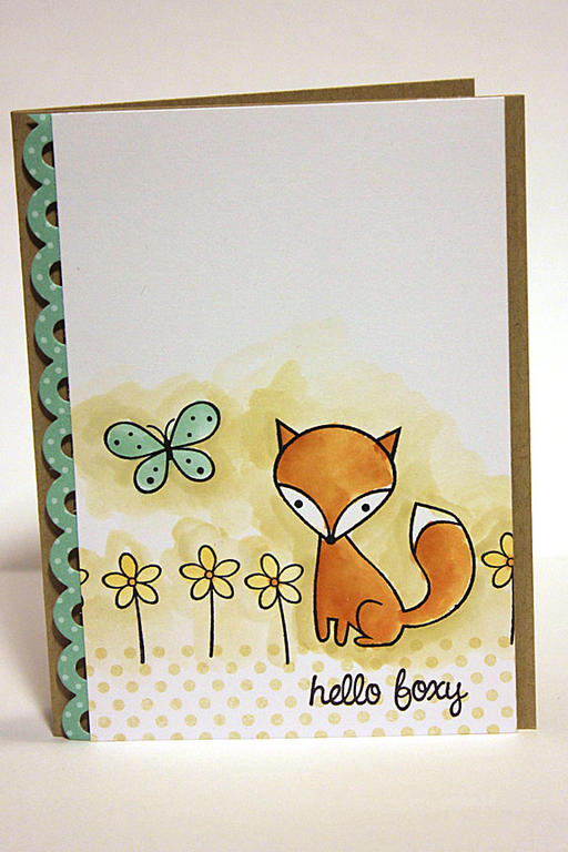 size: 4 1/4&quot; x 5 1/2&quot;<br />
<br />
stamps: Hello, Foxy, Polka Dot Basics II<br />...