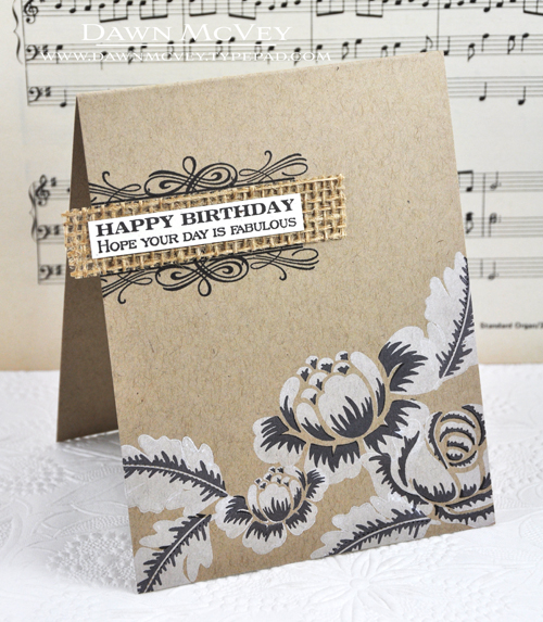 Paper: kraft, rustic cream<br />
Stamps: Boutique Borders: Birthday, Rosie Posie, Rosie Posie...
