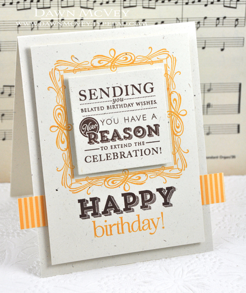 Paper: rustic cream, summer sunrise pattern pack<br />
Stamps: Boutique Borders: Birthday,...