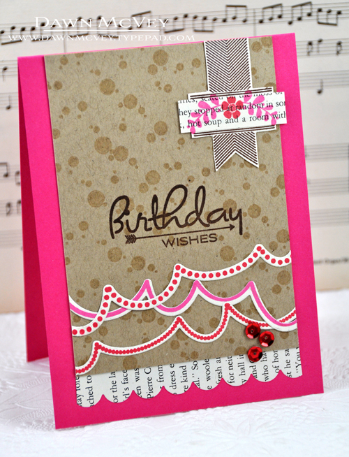 Paper: rustic cream, kraft, raspberry fizz, vintage book print<br />
Stamps: Birthday Style, To...