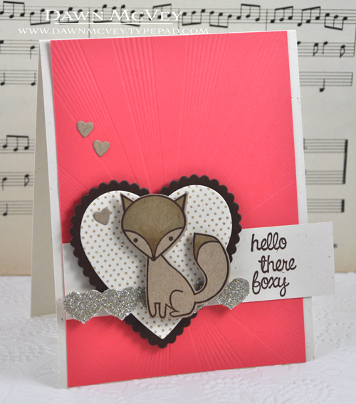 Paper: rustic cream, kraft, dark chocolate, berry sorbet<br />
Stamps: Hello Foxy, Polka Dot...
