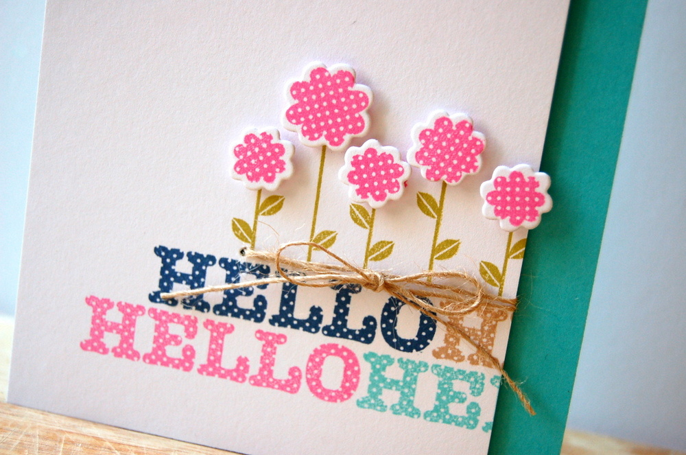 Cardstock: white, hawaiian shores<br />
Stamps: Polka Dot Parade #2<br />
Ink: enchanted...