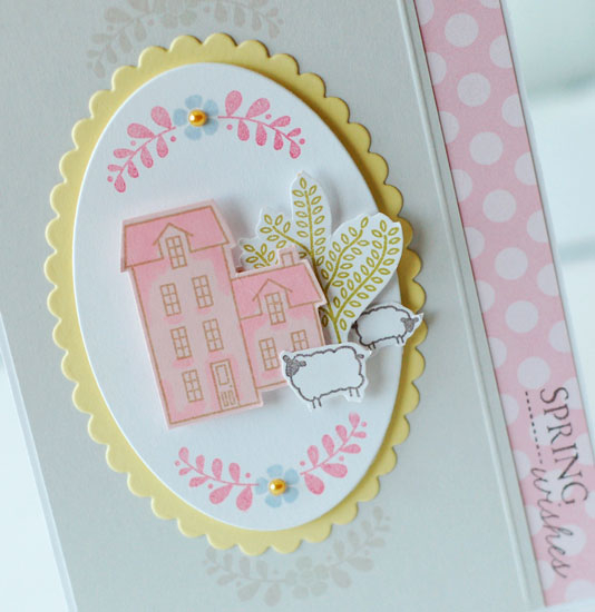 stamps:   spring hills, to you from me<br />
ink:  soft stone, classic kraft, berry sorbet,...