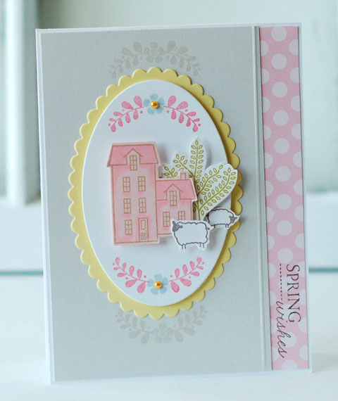 stamps:   spring hills, to you from me<br />
ink:  soft stone, classic kraft, berry sorbet,...