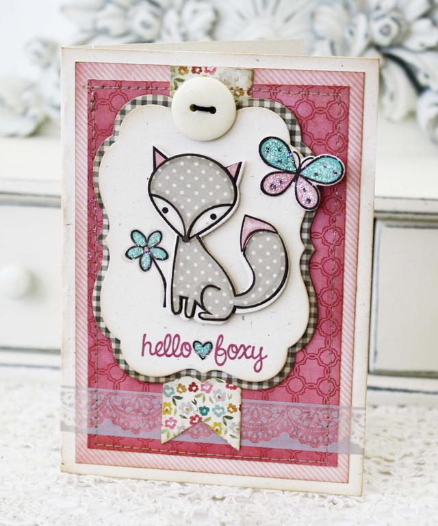 Papertrey Ink Supplies Used:<br />
Stamps:<br />
Hello Foxy<br />
Ink:<br />
Smokey Shadow...