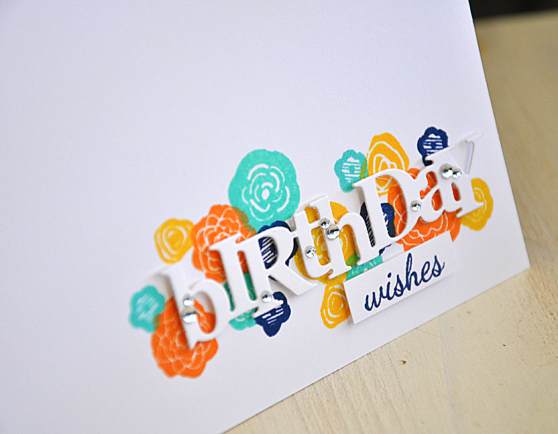 Stamps: Mini Blooms &amp; Wonderful Words: Birthday<br />
Ink: Hero Arts Tide Pool, Butter Bar,...