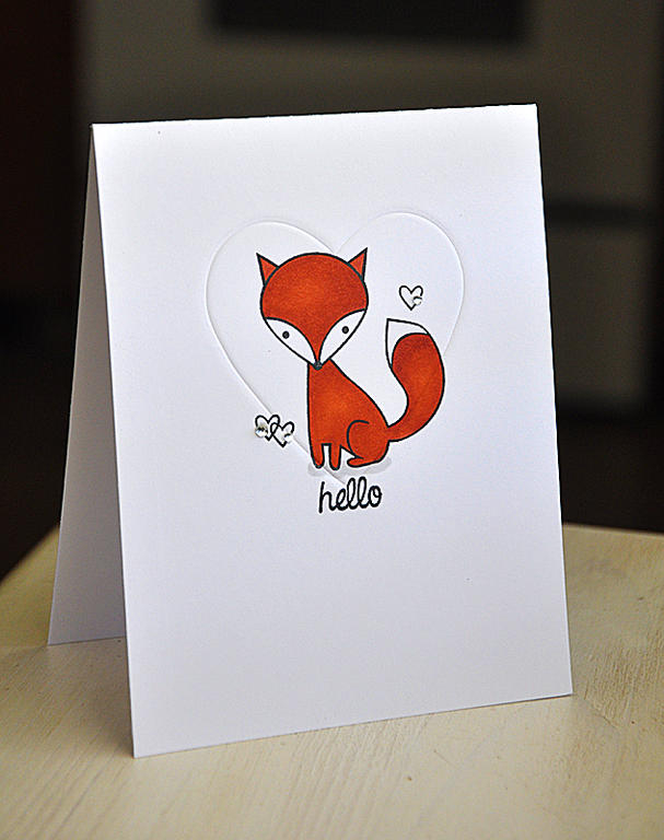 Stamps: Hello Foxy<br />
Ink: Palette Noir<br />
Cardstock: White<br />
Others: Copic Markers...