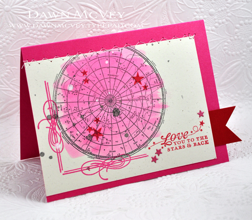 Paper: rustic cream, pure poppy, raspberry fizz<br />
Stamps: Star Gazer Additions, Boutique...