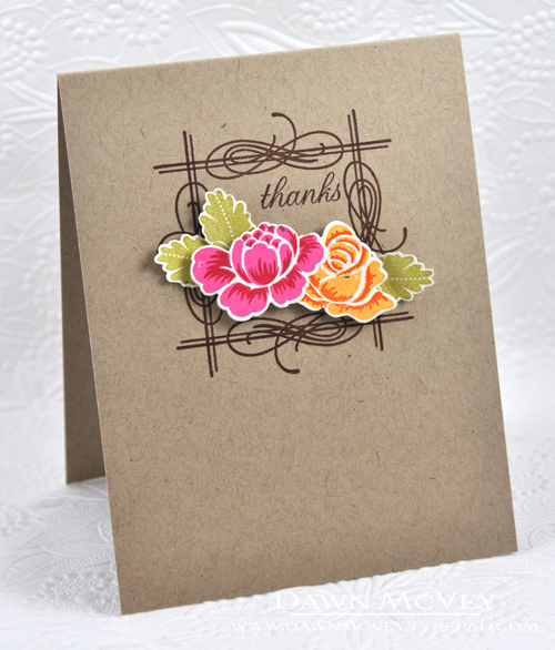 Paper: rustic cream, kraft<br />
Stamps: Boutique Borders: Father, Rosie Posie, Rosie Posie...