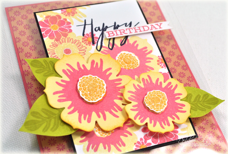 Stamps: Happiness In Bloom<br />
Cardstock: Clear cardstock, True Black, Berry Sorbet, Limeade...