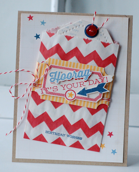 Stamps:  Big Ticket Basics<br />
Ink:  Pure Poppy, Blueberry Sky, Enchanted Evening, Summer...