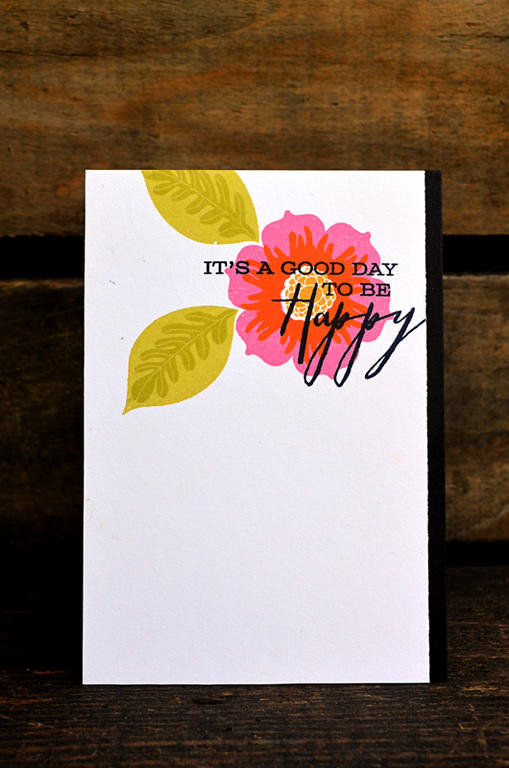 {Good to be Happy} card <br />
<br />
Stamps - Happiness in Bloom<br />
CS - White, Black<br...