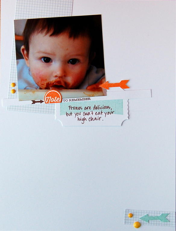 Cardstock: white<br />
Stamps: Big Ticket Basics<br />
Ink: aqua mist, orange zest, dark...