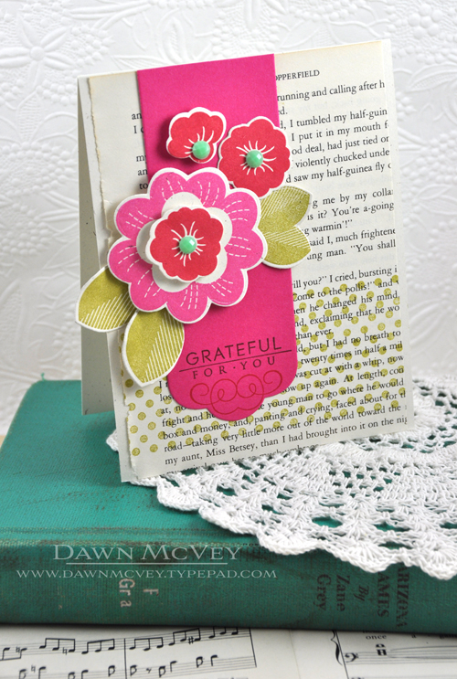 Paper: rustic cream, raspberry fizz, vintage book print<br />
Stamps: Ruby Rose, Half &amp;...