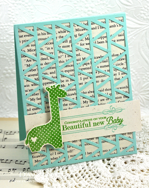 Paper: rustic cream, aqua mist, vintage book print<br />
Stamps: Boutique Borders: Baby, Sweet...