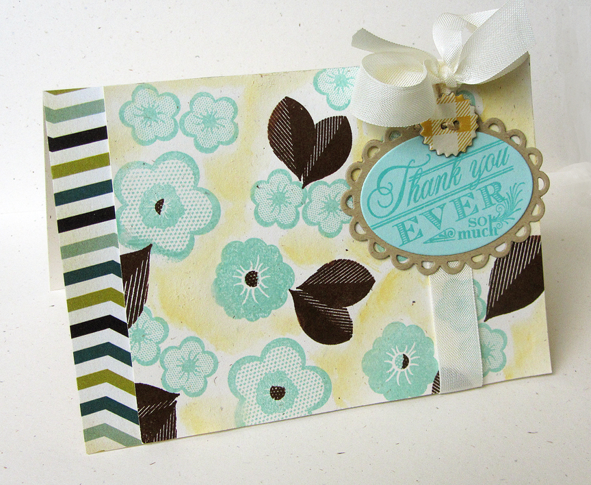 STAMPS: Ruby Rose<br />
INK: Aqua Mist, Dark Chocolate, Hawaiian Shores<br />
PAPER: Rustic...