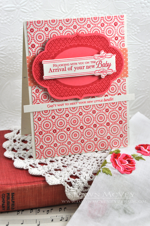 Paper: rustic cream, berry sorbet, melon berry pattern pack<br />
Stamps: Boutique Borders:...