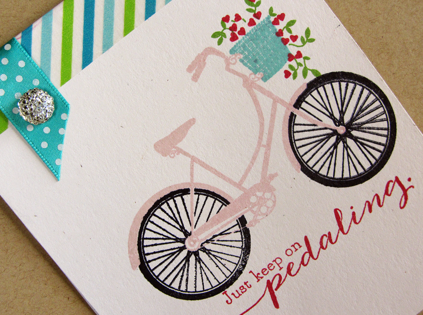STAMPS: Pedal Pusher<br />
INK: True Black, Sweet Blush, Pure Poppy, New Leaf inks<br />...