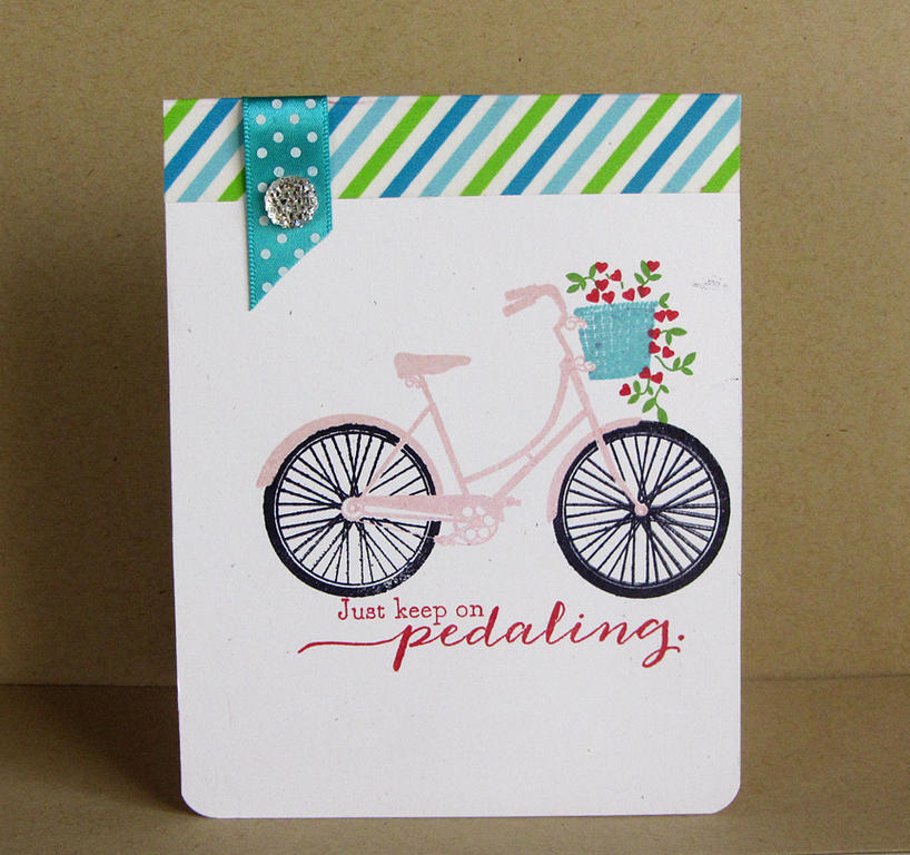STAMPS: Pedal Pusher<br />
INK: True Black, Sweet Blush, Pure Poppy, New Leaf inks<br />...