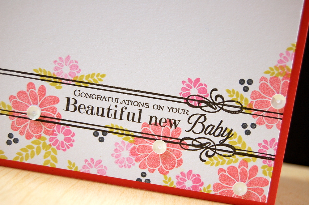 Cardstock: white, berry sorbet<br />
Stamps: Boutique Borders: Baby, Happiness in Bloom,...