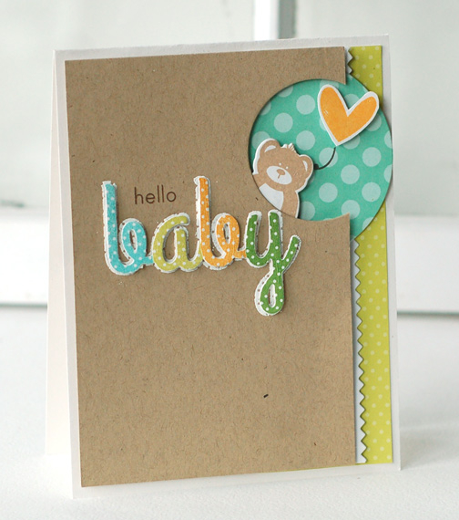 Stamps:  Wonderful Words: Baby, Polka Dot Parade #4, Think Big Favorites #23 (heart)<br />
Ink:...