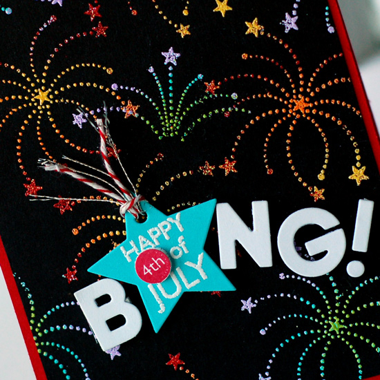 Stamper:  Red, White &amp; Blue<br />
Ink:  Versamark, Pure Poppy<br />
Cardstock:  Pure...