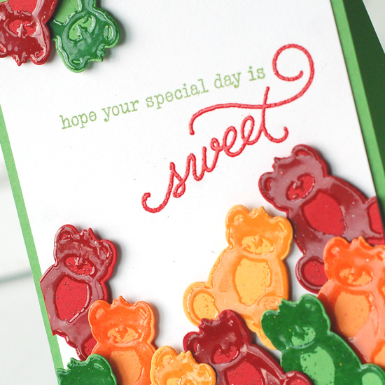 stamps:  Polka Dot Parade #3, Strawberry Patch Sentiments<br />
Ink:  Versamark, Pure Poppy,...