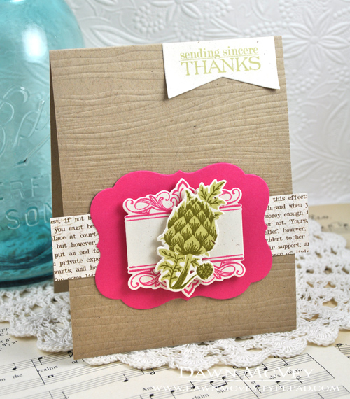 Paper: rustic cream, kraft, raspberry fizz, dearest jane<br />
Stamps: Boutique Borders:...