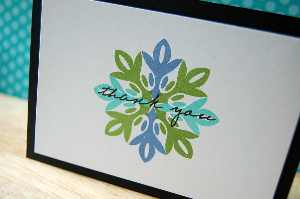 Cardstock: white, black<br />
Stamps: Round Repeats, Inside &amp; Out: Thank You<br />
Ink:...