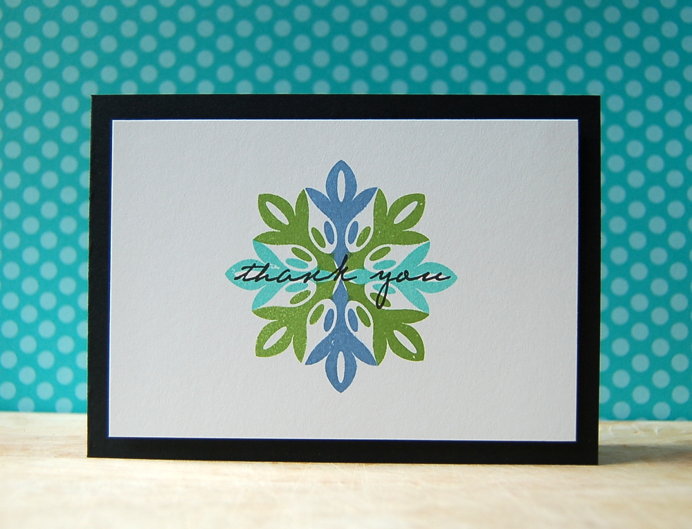 Cardstock: white, black<br />
Stamps: Round Repeats, Inside &amp; Out: Thank You<br />
Ink:...