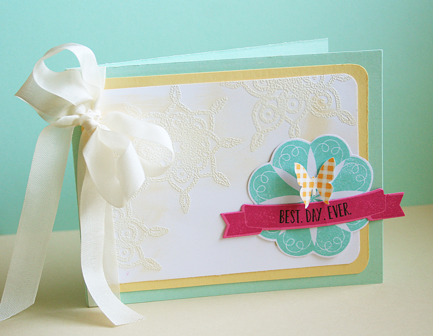 STAMPS: Round Repeats, Bountiful Banners, Bigger Blooms<br />
INK: Hawaiian Shores, Raspberry...