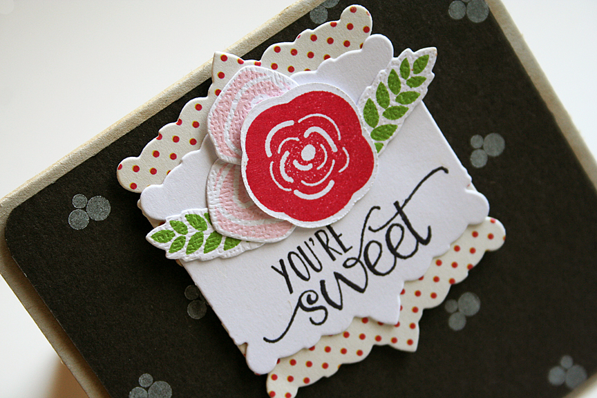 STAMPS: Bigger Blooms<br />
INK: Pure Poppy, Sweet Blush, New Leaf, True Black, Fresh Snow<br...