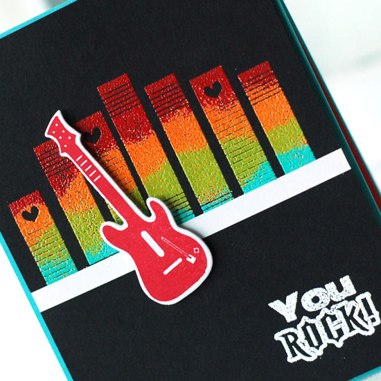 stamps:  back to school, boy basics: rock on<br />
ink:  pure poppy, versamark<br />...