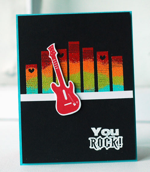 stamps:  back to school, boy basics: rock on<br />
ink:  pure poppy, versamark<br />...